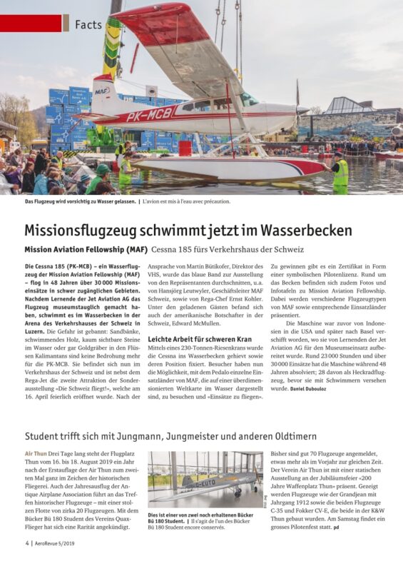 MAF-Flugzeug im Verkehrshaus
