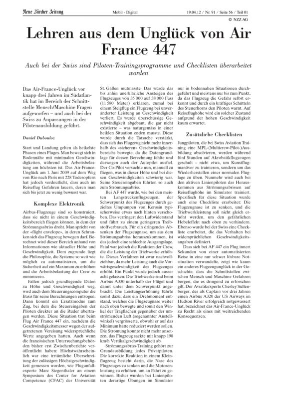 Lehren aus dem Unglück von Air France 447