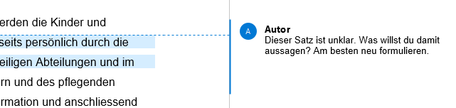 Bearbeite den Text aufgrund unserer Kommentare